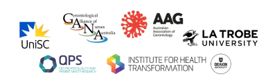 Graphic of event sponsor logos, including AAG, GANA, UniSC, La Trobe Uni, QPS and IHT Deakin