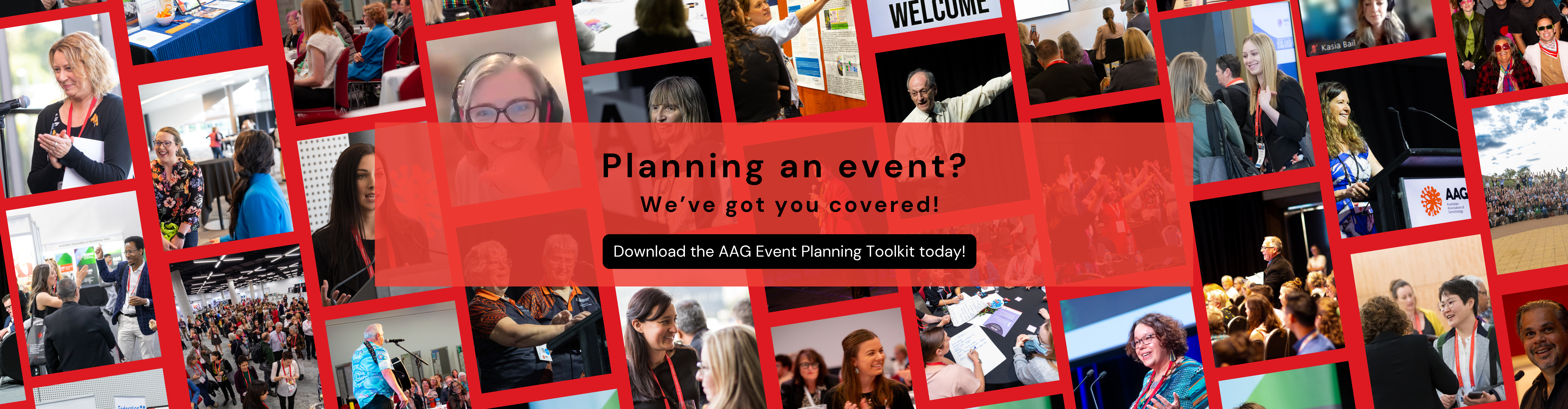 AAG promo banner advertising the link to the AAG Event Planning Toolkit